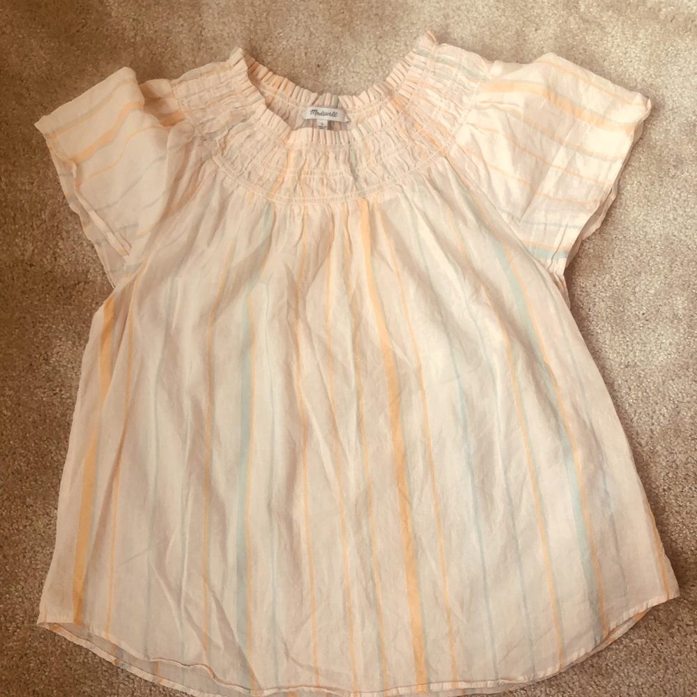 Madewell Striped Crinkle Gauze Top